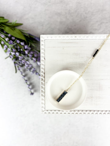 Gold Slate Druzy Bar Necklace