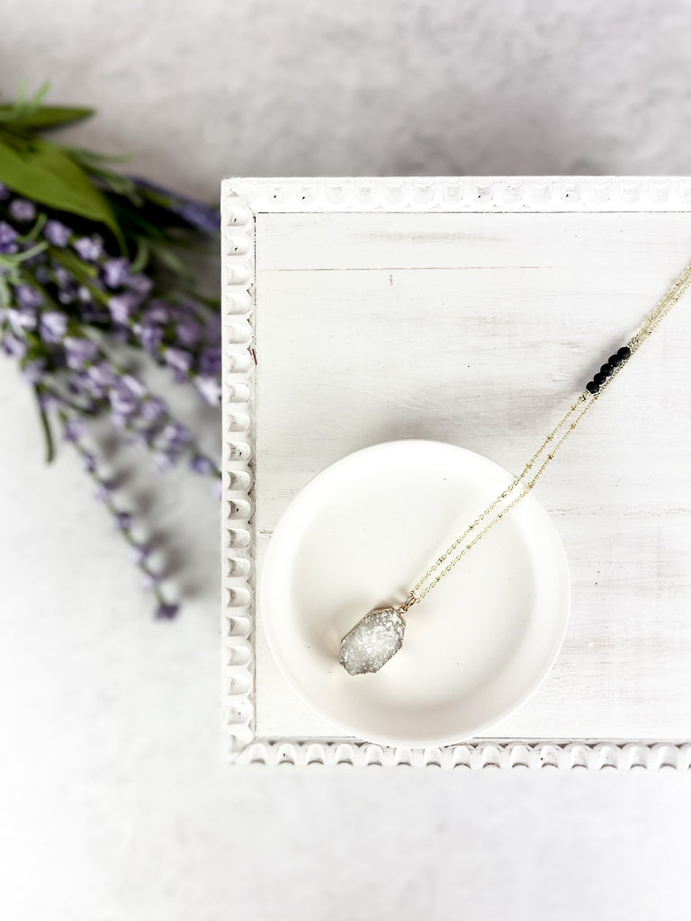 Gold Geometric Druzy Necklace