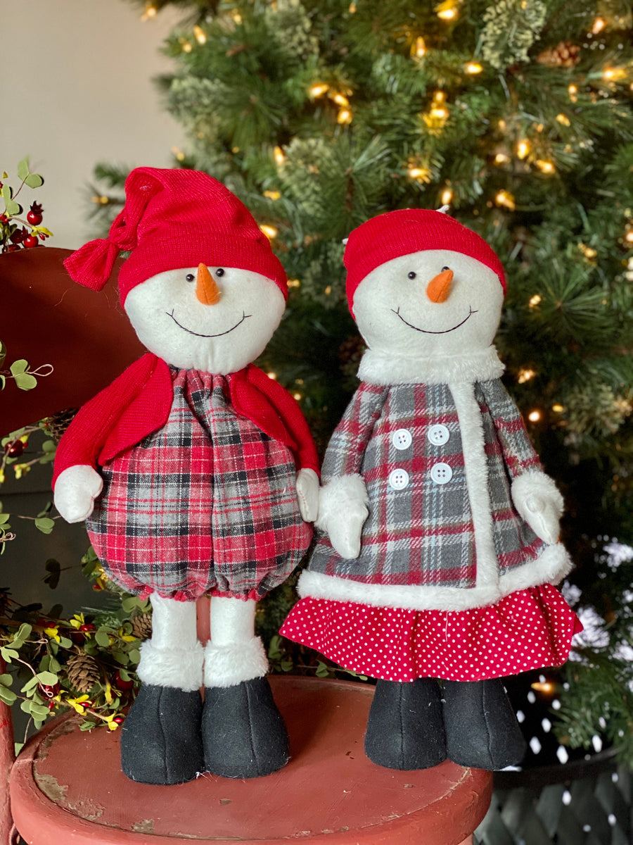 Standing Plush Snowman + Snowwoman