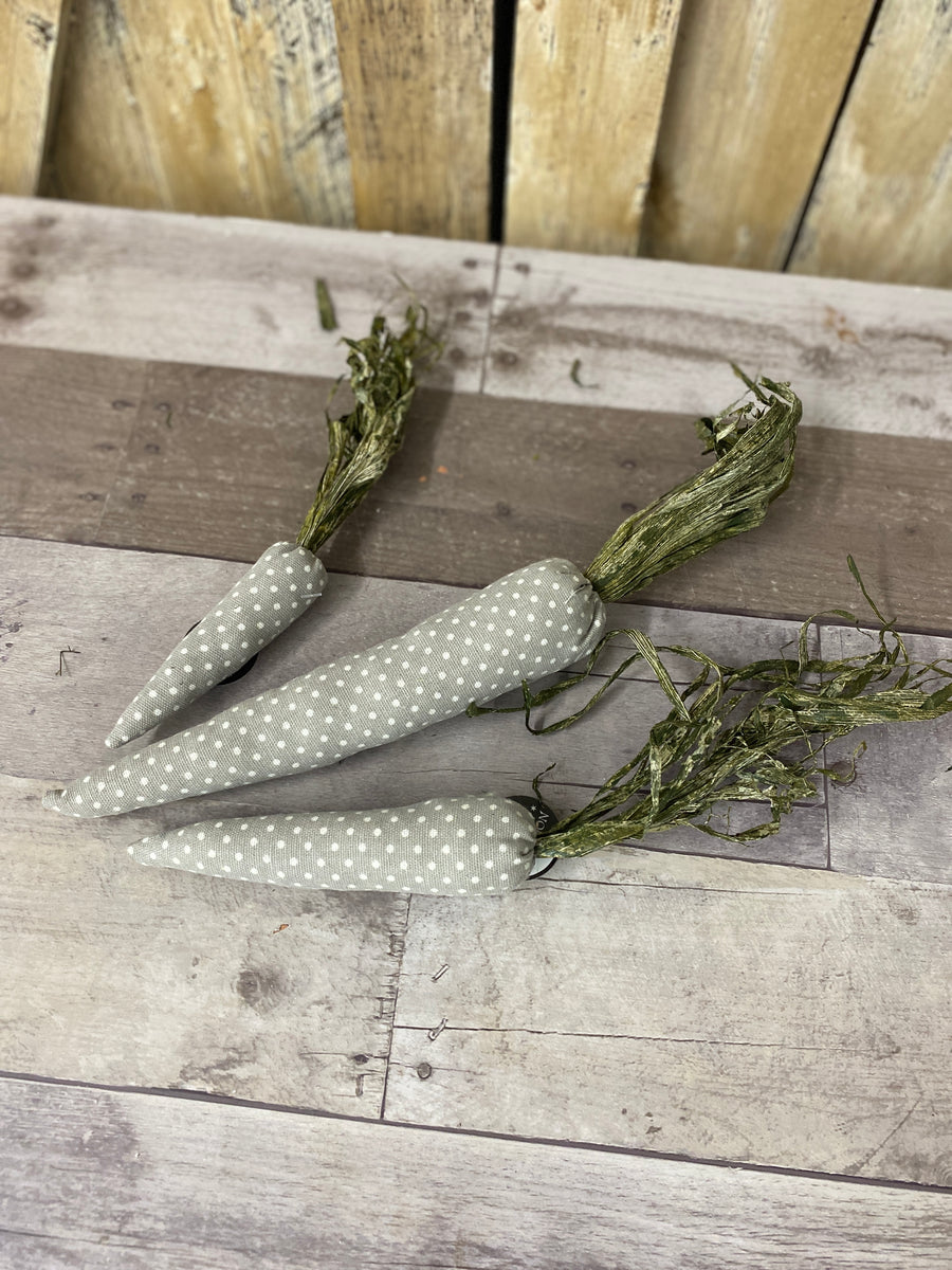 Fabric Carrots - Gray Polka Dot
