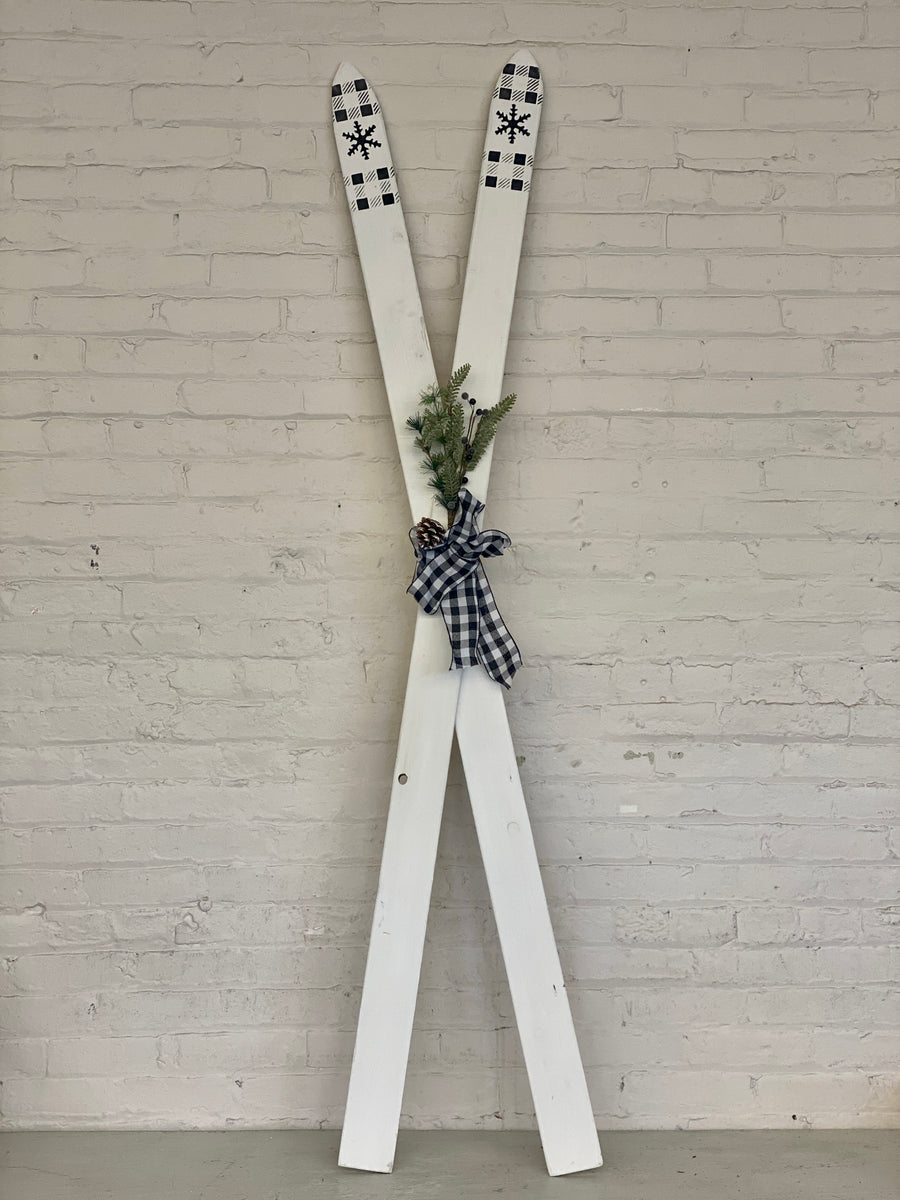Large White Wooden Ski