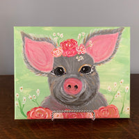 Pig with Flower Crown Painting
