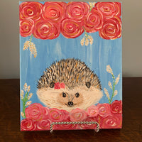 Hedgehog Among the Roses Painting