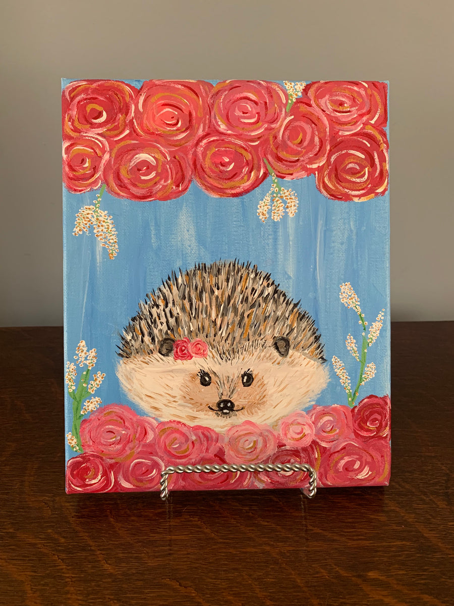 Hedgehog Among the Roses Painting