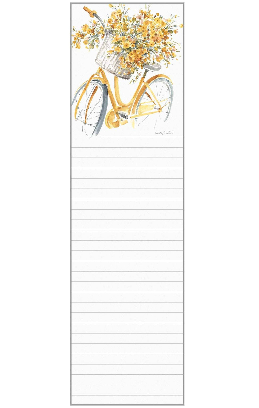 Floral Yellow Bicycle Magnetic Notepad