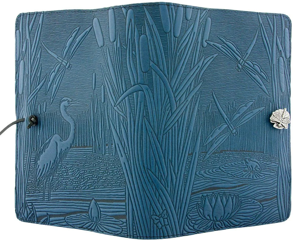 Oberon Design Leather Refillable Journal - Dragonfly Pond