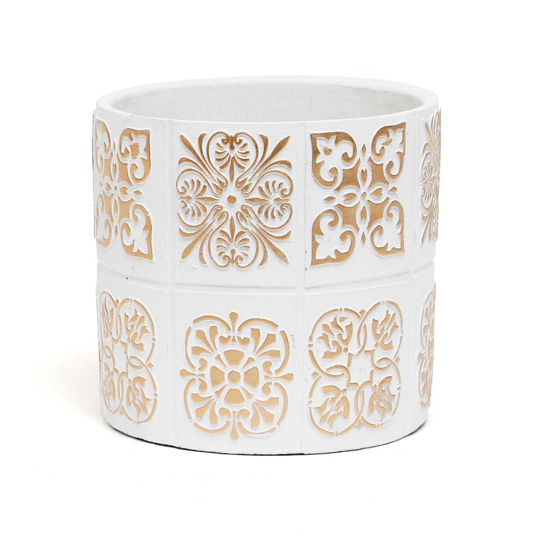 Gala White/Gold Concrete Pot