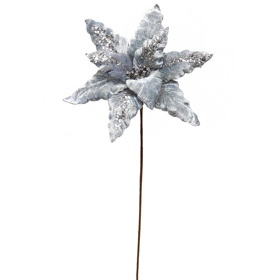 Vintage Velvet Poinsettia - Silver