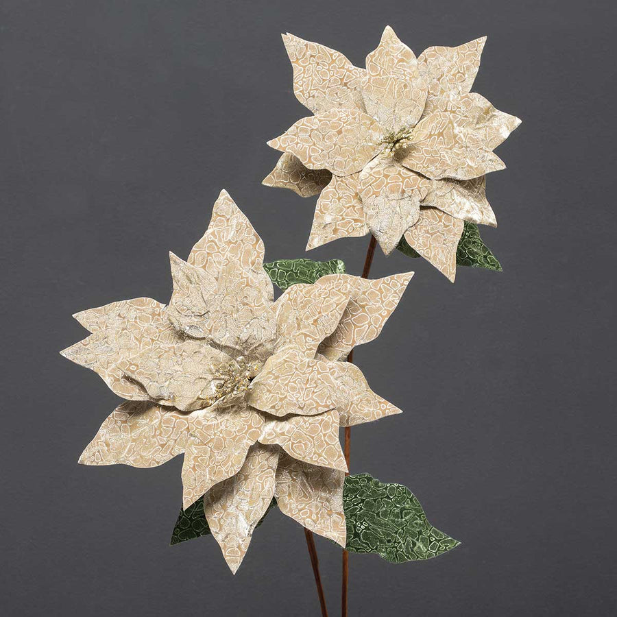 Metallic Luxurious Damask Poinsettia