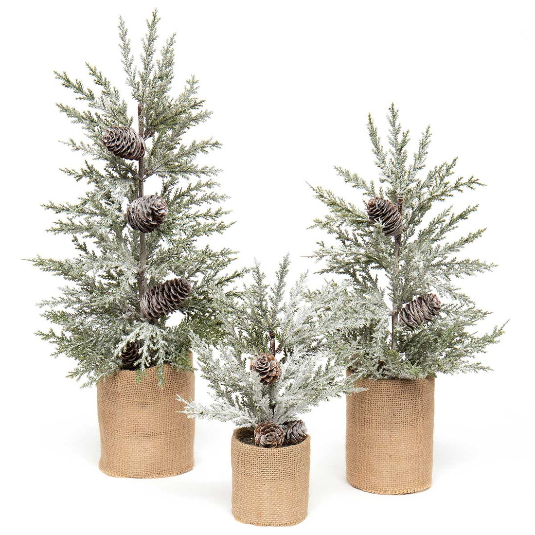 Snowy Evergreen Pine Tree in Burlap Base