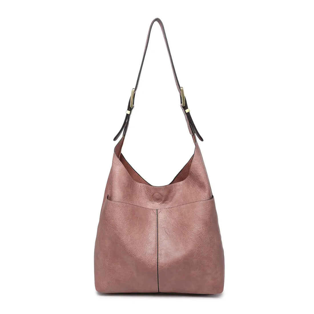 Ida Slouchy Hobo Bag with Adjustable Strap - Dark Rose