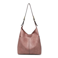 Ida Slouchy Hobo Bag with Adjustable Strap - Dark Rose