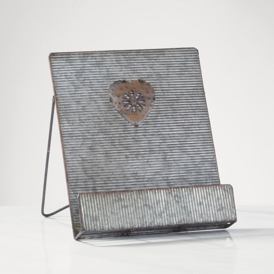 Galvanized Heart Cookbook Stand