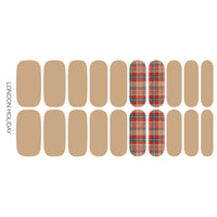 London Holiday | Beige with Plaid Accent Winter Nail Wraps