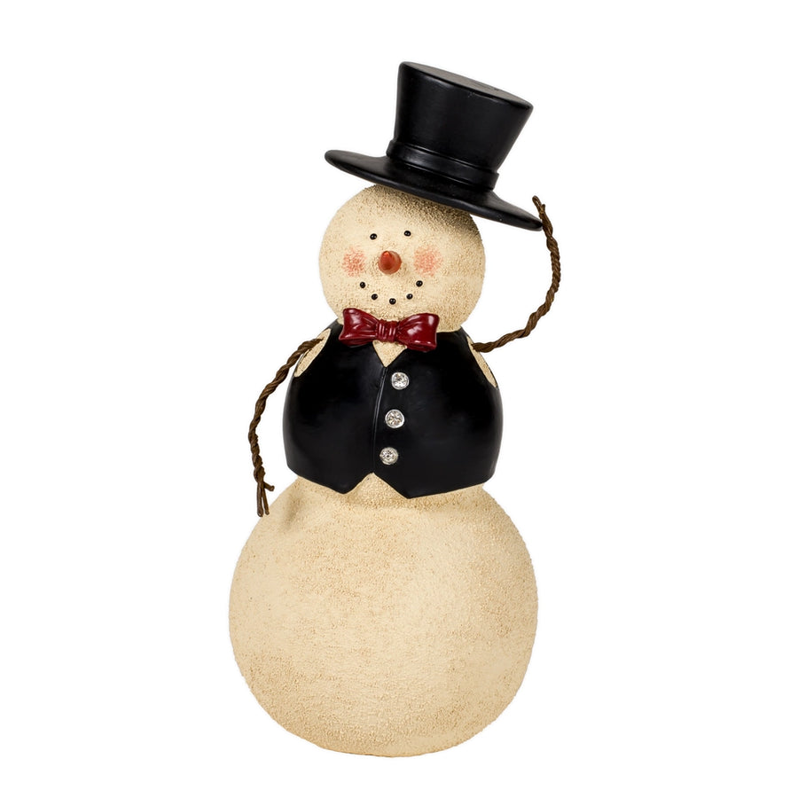 Mr. Snowman Figurine With Black Vest