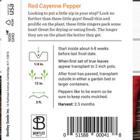 Pepper, Long Red Cayenne Seed Packet (Capsicum)