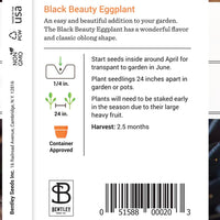 Eggplant, Black Beauty Seed Seed Packet (Solanum melongena)