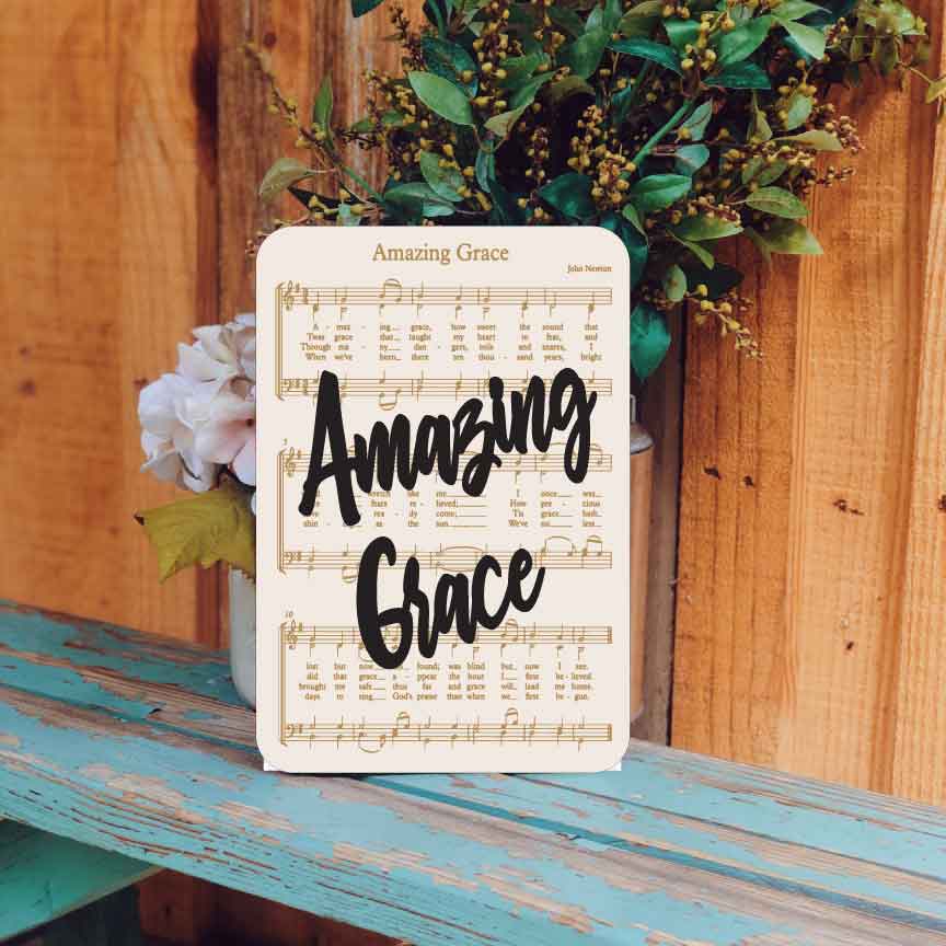 Amazing Grace Sheet Music Wood Sign
