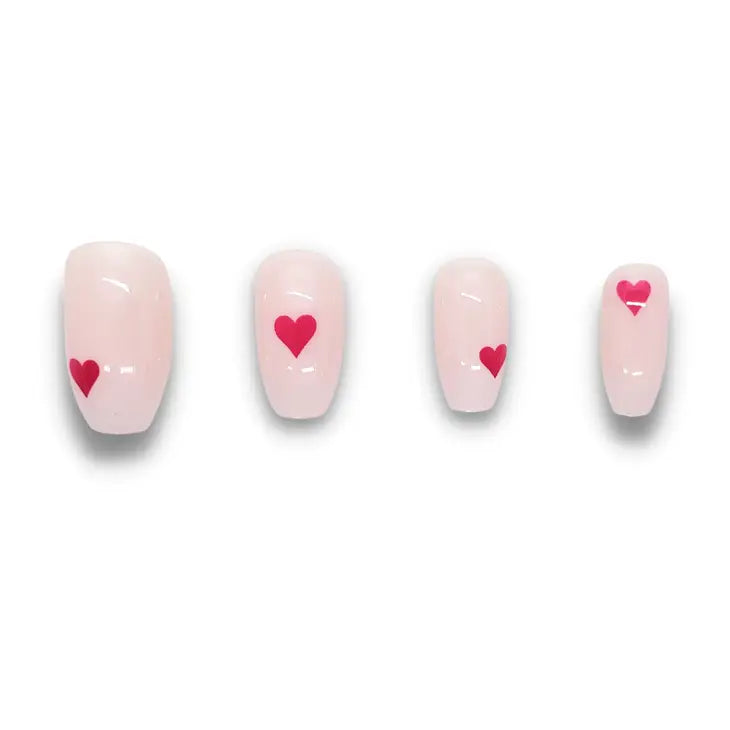 Heart At Work | Pink Heart Valentine's Day Press-On Nails