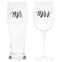 Mr. & Mrs Wine Glass and Pilsner Set