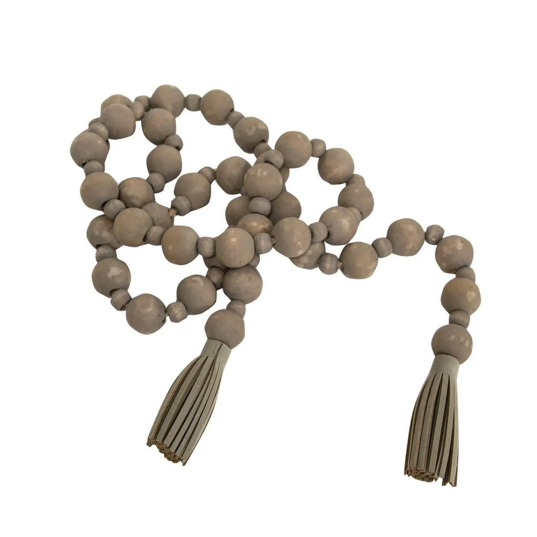 48'' Distressed Wooden Bead Garland With Tassels