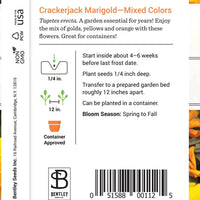 Marigold, Crackerjack Mixed Colors Seed Packet (Tagetes)