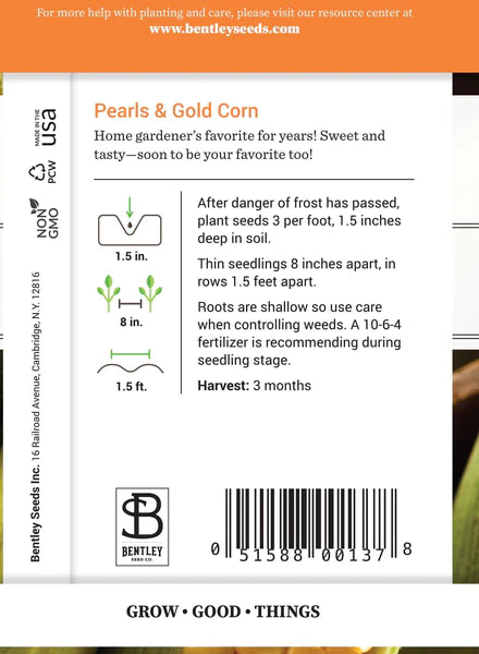 Corn, Pearls and Gold Seed Packet (Zea mays)