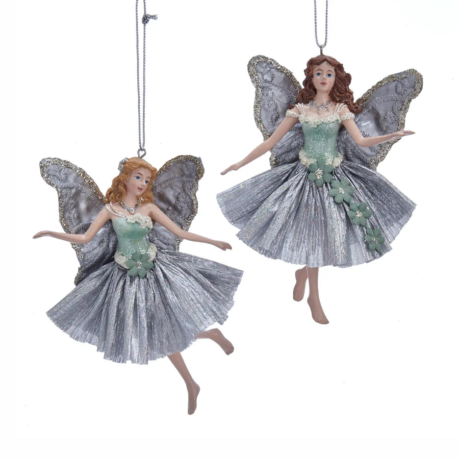 Kurt Adler 5" Sage Green + Silver Angel Ornament