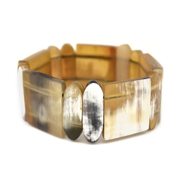 Omala Squares and Ovals Polished Horn Elastic Cuff