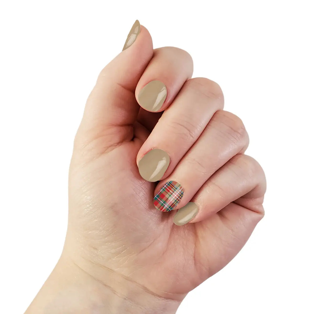 London Holiday | Beige with Plaid Accent Winter Nail Wraps