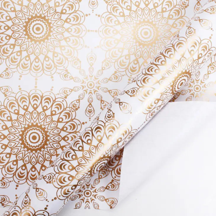 Metallic Art Deco White and Gold Wrapping Paper