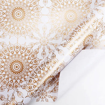 Metallic Art Deco White and Gold Wrapping Paper