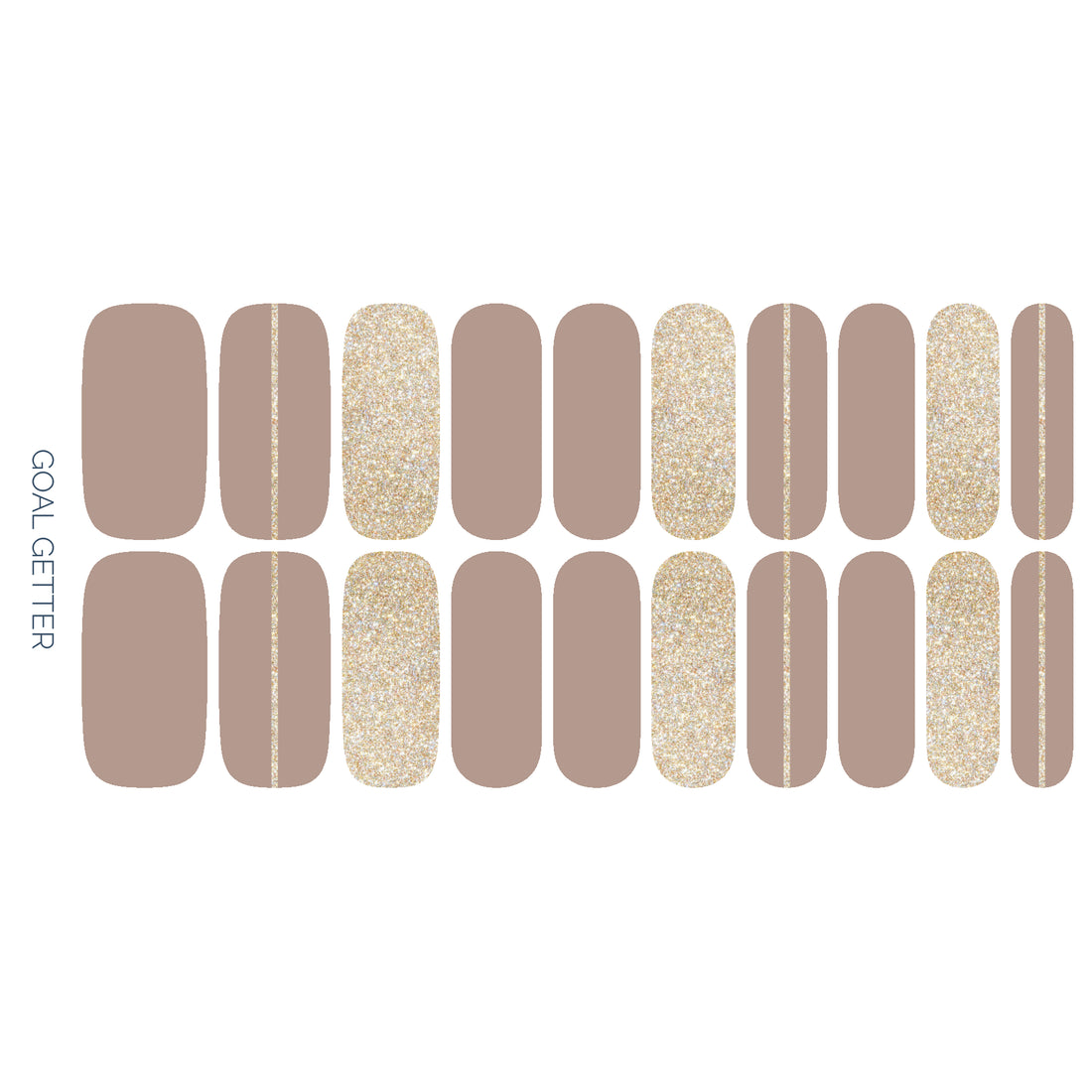 Goal Getter | Taupe & Gold Glitter Neutral Nail Wrap