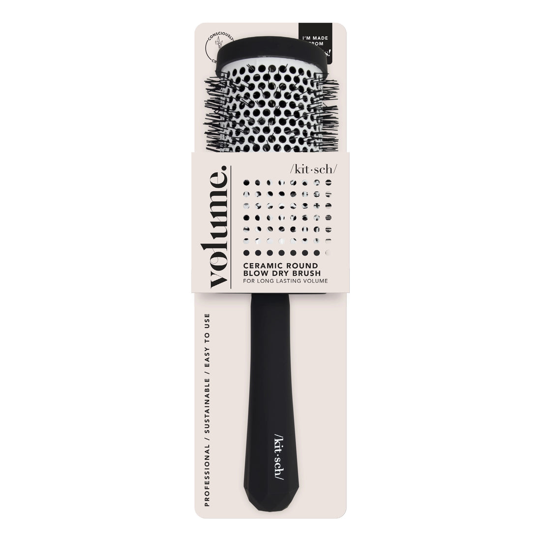 Kitsch Round Blow Dry Brush - Recycled Plastic Black