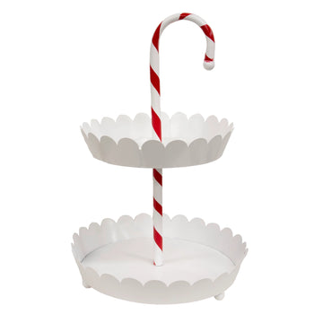 Candy Cane Two-Tiered Tray