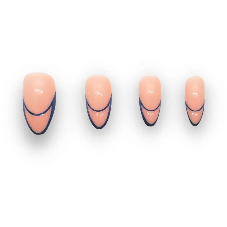 Blue Minimalist | French Tip Blue Outline Press On Nail Set