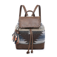Kourtney Two-Tone Backpack with Multi-Color Tassels - Aztec Blue/Grey