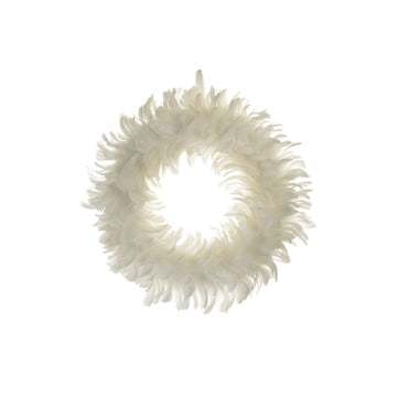 White Hanging Feathered Wreath