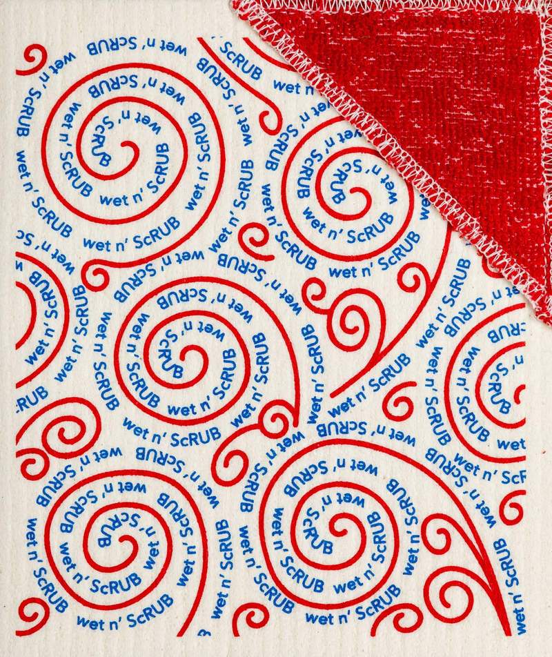 Red Swirls Wet n' Scrub Reusable Sponge Cloth