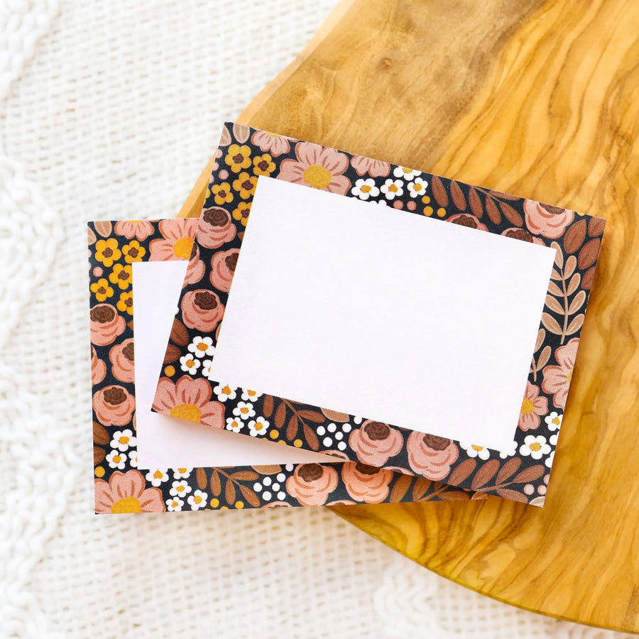 Pink & Brown Floral Sticky Note Pad
