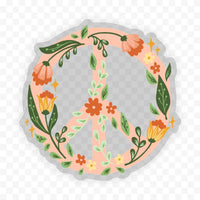 Clear Floral Peace Sign Sticker