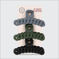 Kitsch Eco-friendly Chain Claw Clip 3pc Set - Black/Moss