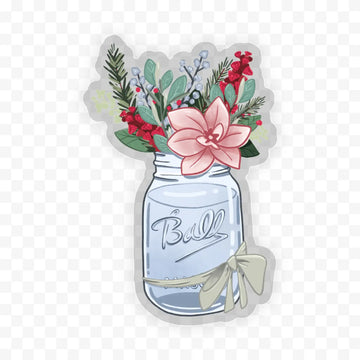 Holiday Flowers in Vase Clear Sticker