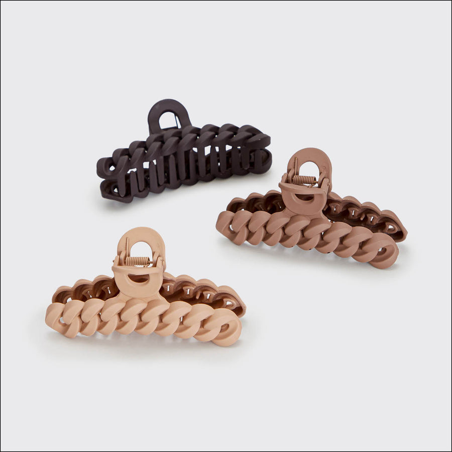 Kitsch Eco-friendly Chain Claw Clip 3pc Set - Neutral