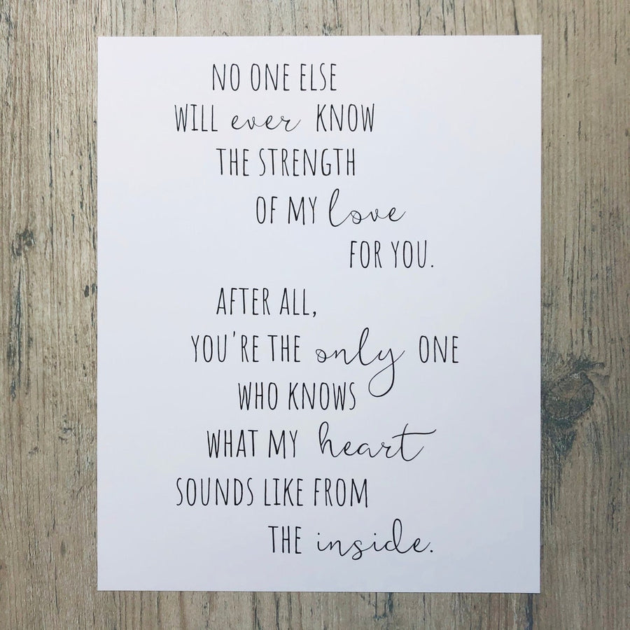 No One Else Will Ever Know Nursery Print