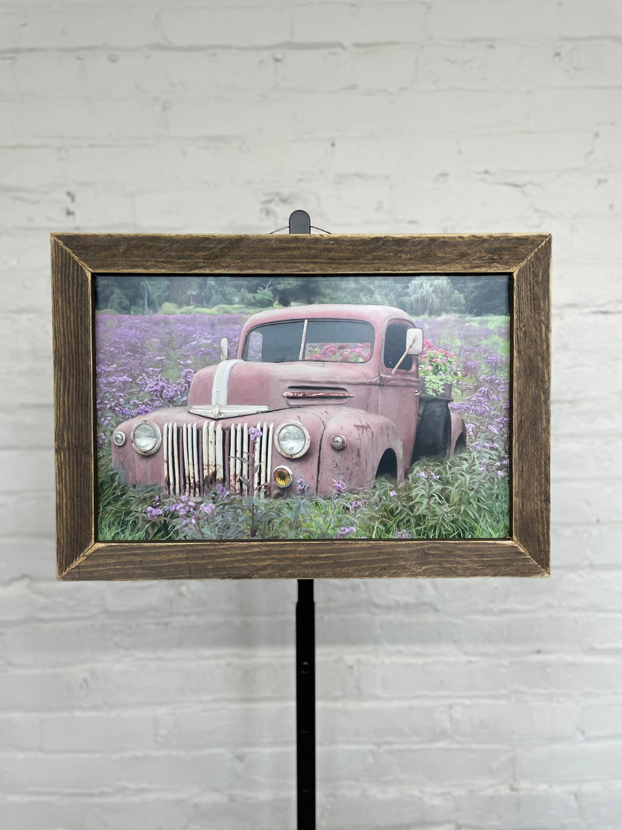 Jan Michaels' Nans Truck Hanging Sign - Brown Stain Frame