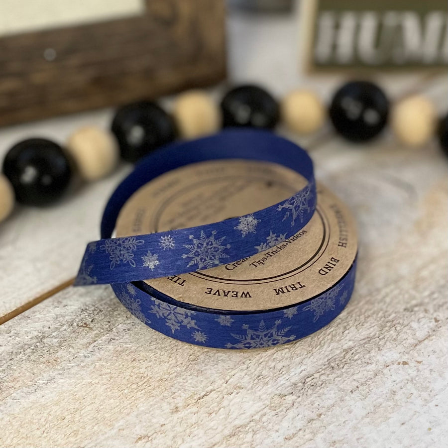 Blue and Silver Snowflake Kraft Ribbon