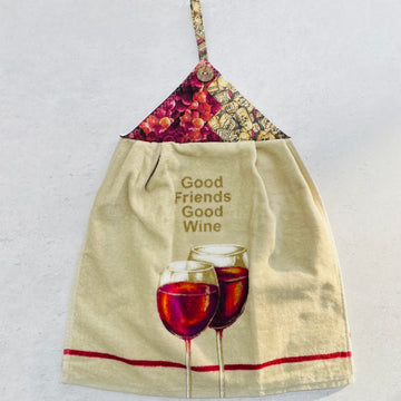 Good Friends Good Wine Kitchen Towel