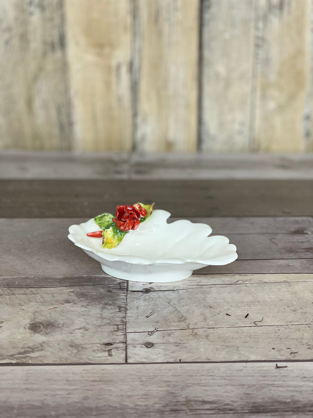 Vintage Small White Leaf Dish