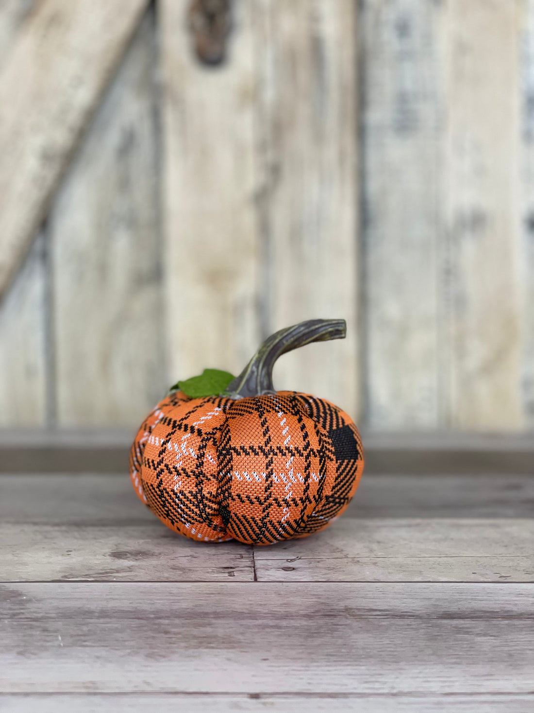 Small Plush Plaid Pumpkin